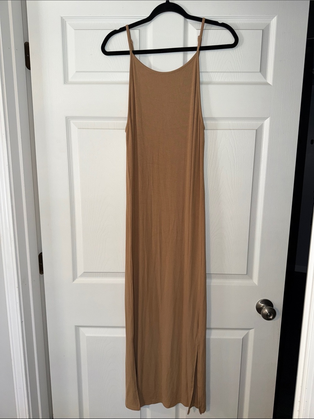 Blank NYC Tan Slip Maxi Dress with Spaghetti Straps